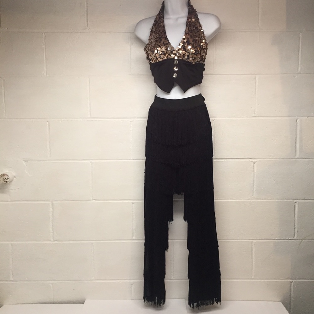 Mariachi costume fringe sequins halter top - Picture 1 of 7